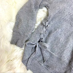 Cowl Neck Thin Knit Sweater With Slit Cut out Tie Sides